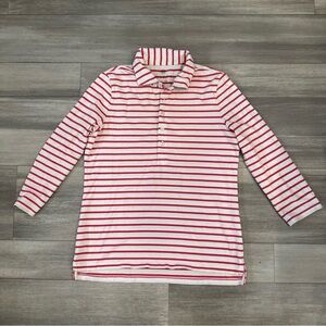 Women's Red and White Striped golf polo